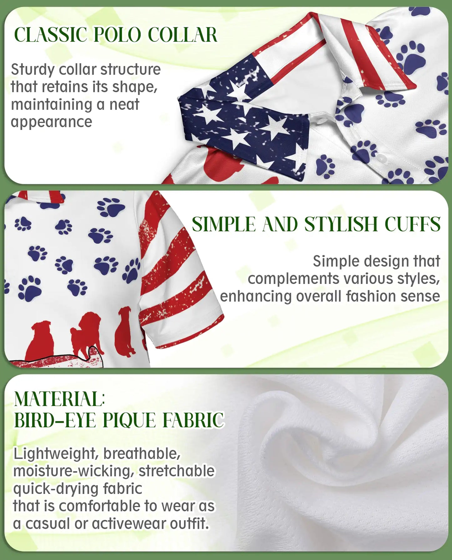 American Flag Pug Dog Polo Shirt | Azhawaiian