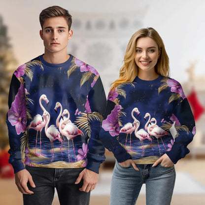 Flamingo Night Sweatshirt – Tropical 3D All Over Print Design