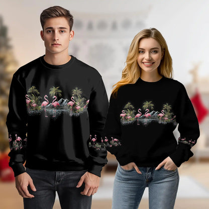 Flamingo Black Sweatshirt – Tropical 3D All Over Print Design