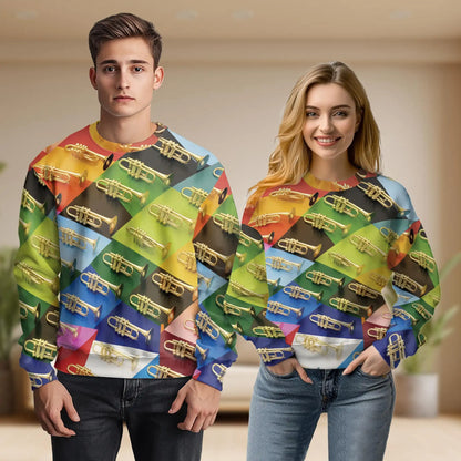 Colorful Geometric Trumpet Sweatshirt – Colorful Graphic 3D All Over Print Design