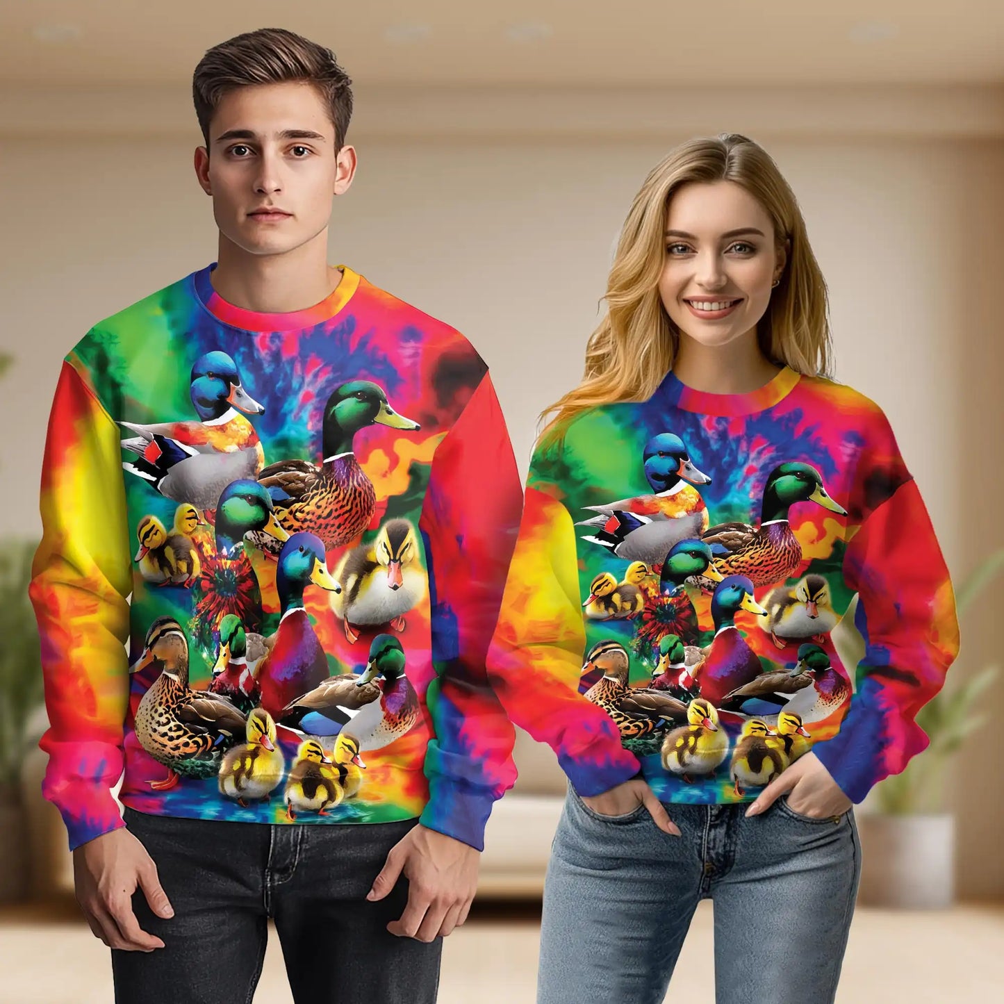 Colorful Duck Sweatshirt – Colorful Graphic 3D All Over Print Design