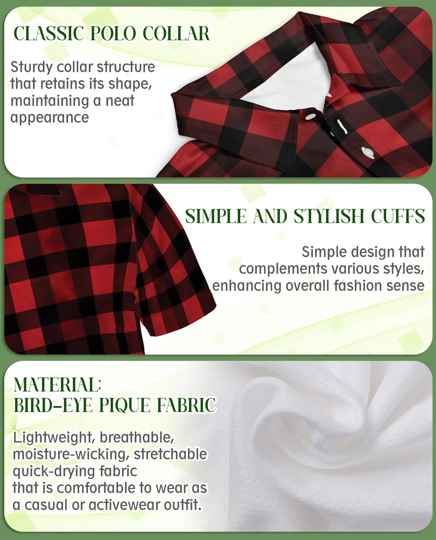 Classic Red Buffalo Plaid 3D Polo Shirt for Men, Rustic Lumberjack Style | Azhawaiian