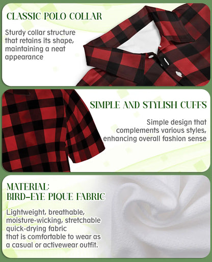 Classic Red Buffalo Plaid 3D Polo Shirt for Men, Rustic Lumberjack Style | Azhawaiian