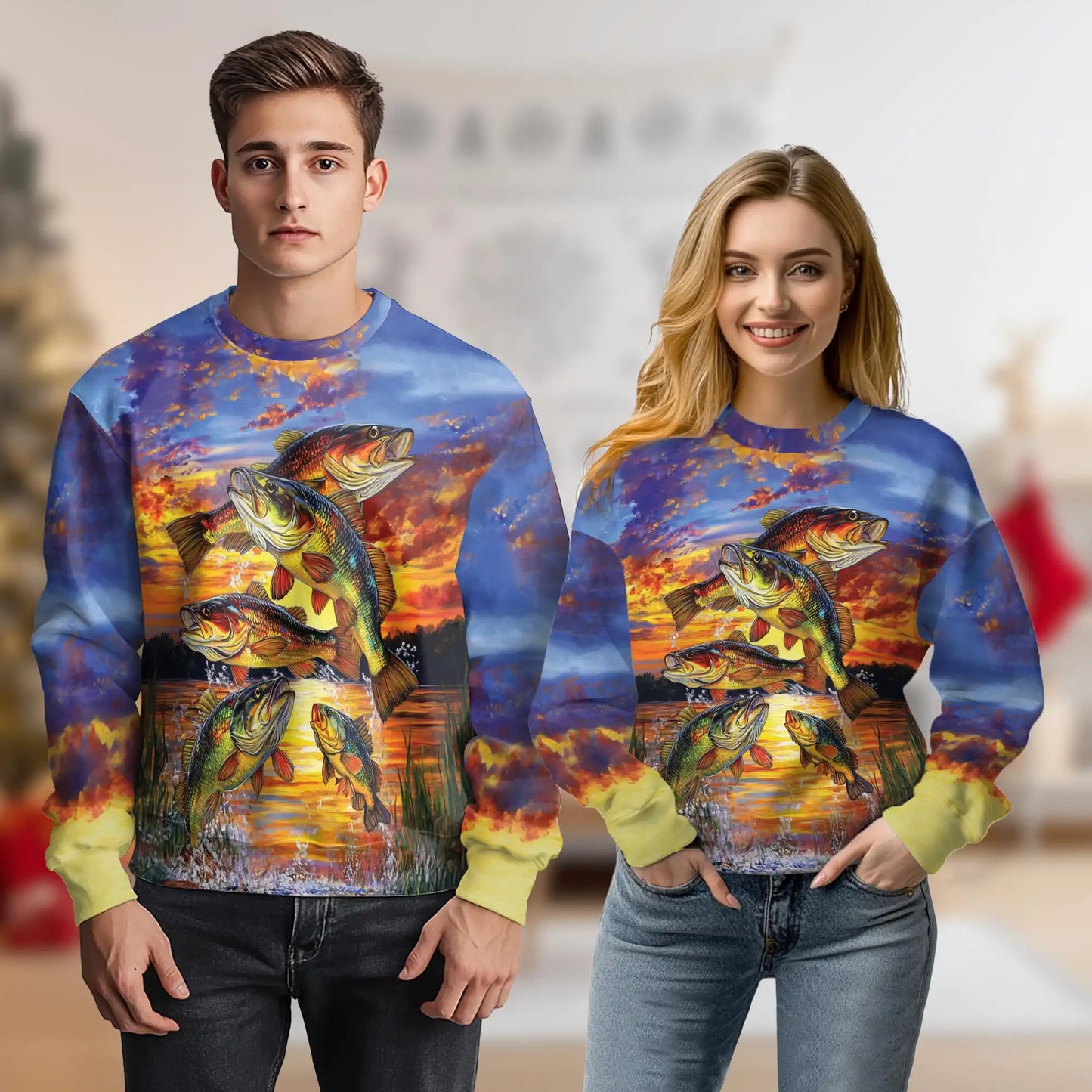 Largemouth Bass Fishing Sweatshirt – Colorful Graphic 3D All Over Print Design