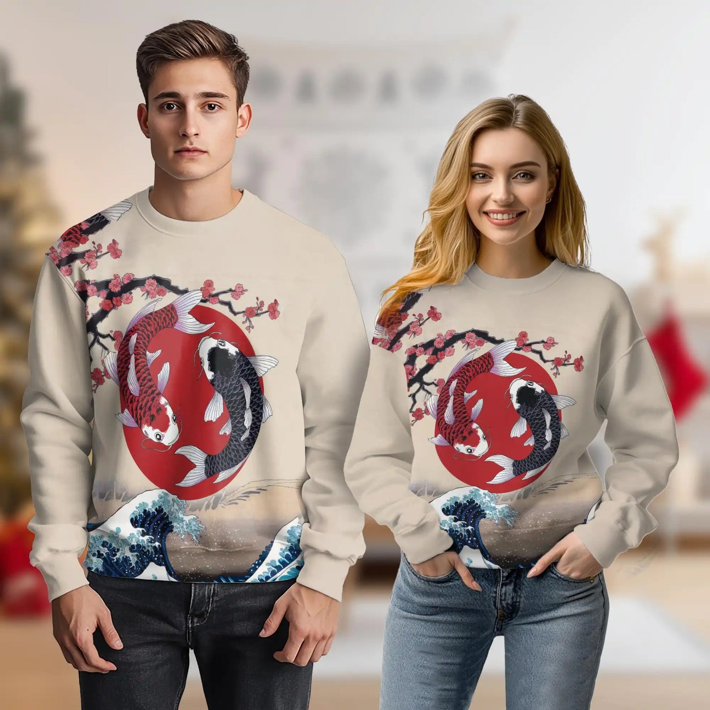 Yin Yang Koi Fish Sweatshirt – Colorful Graphic 3D All Over Print Design