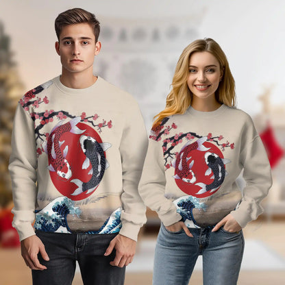 Yin Yang Koi Fish Sweatshirt – Colorful Graphic 3D All Over Print Design