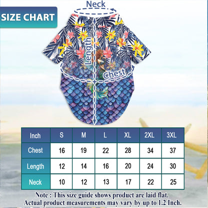 Mermaid Matching Dog Owner Hawaiian Shirts, Funny Pet Aloha Shirt for Beach Vacation - Azhawaiian