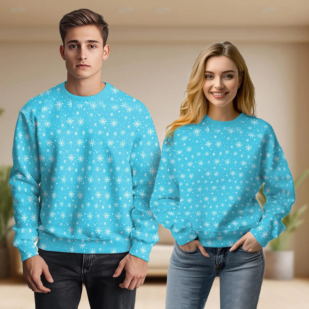 Snowflake Print Sweatshirt – Colorful Graphic 3D All Over Print Design