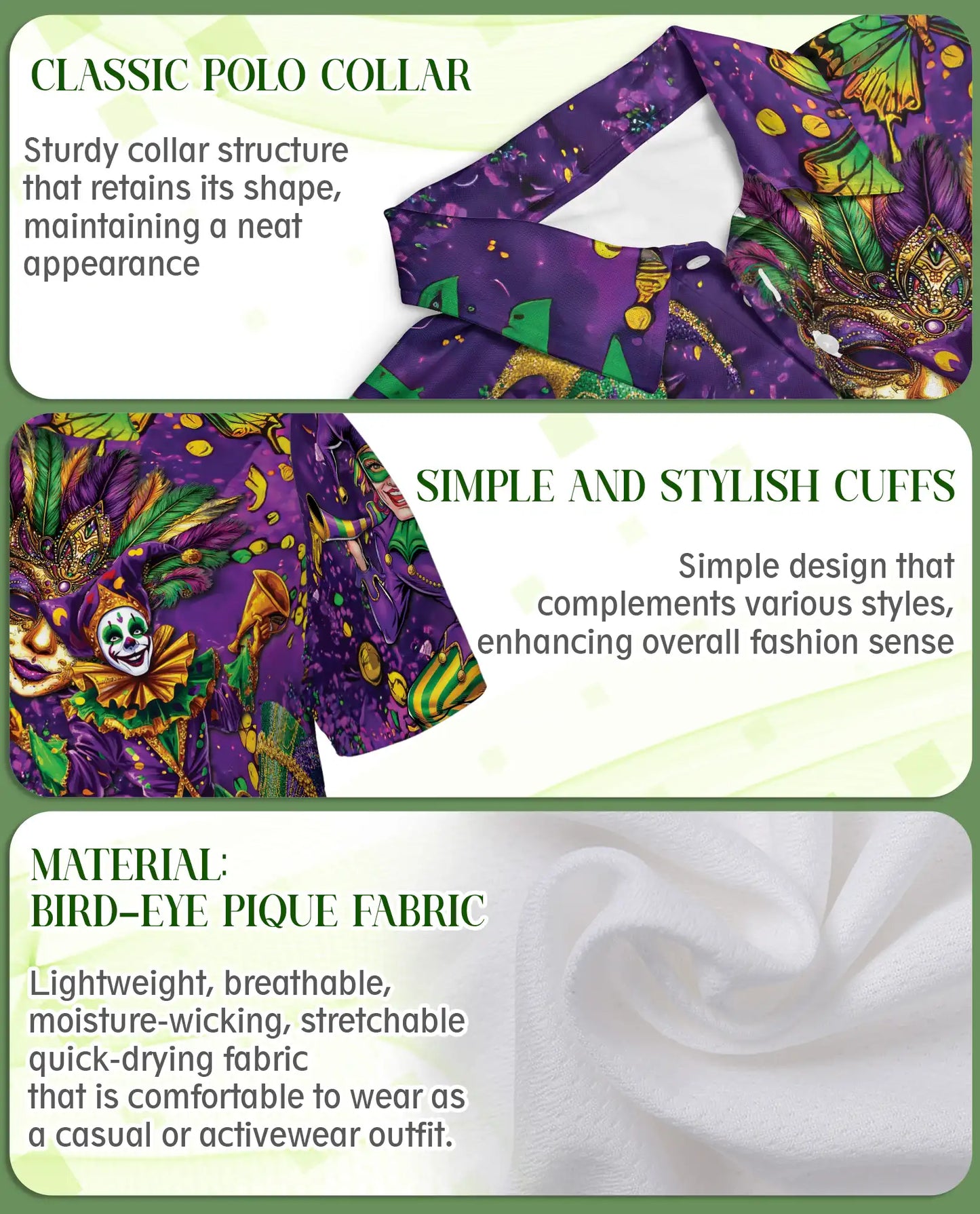 Mardi Gras Jester Hawaiian Polo Shirt | Azhawaiian