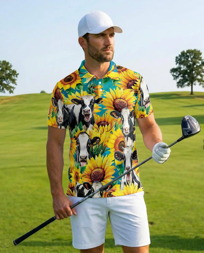 Sunflower Cow 3D Polo Shirt | Azhawaiian