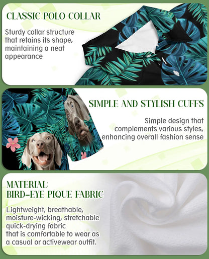 Weimaraner Tropical Polo Shirt, Jungle Leaf Print | Azhawaiian
