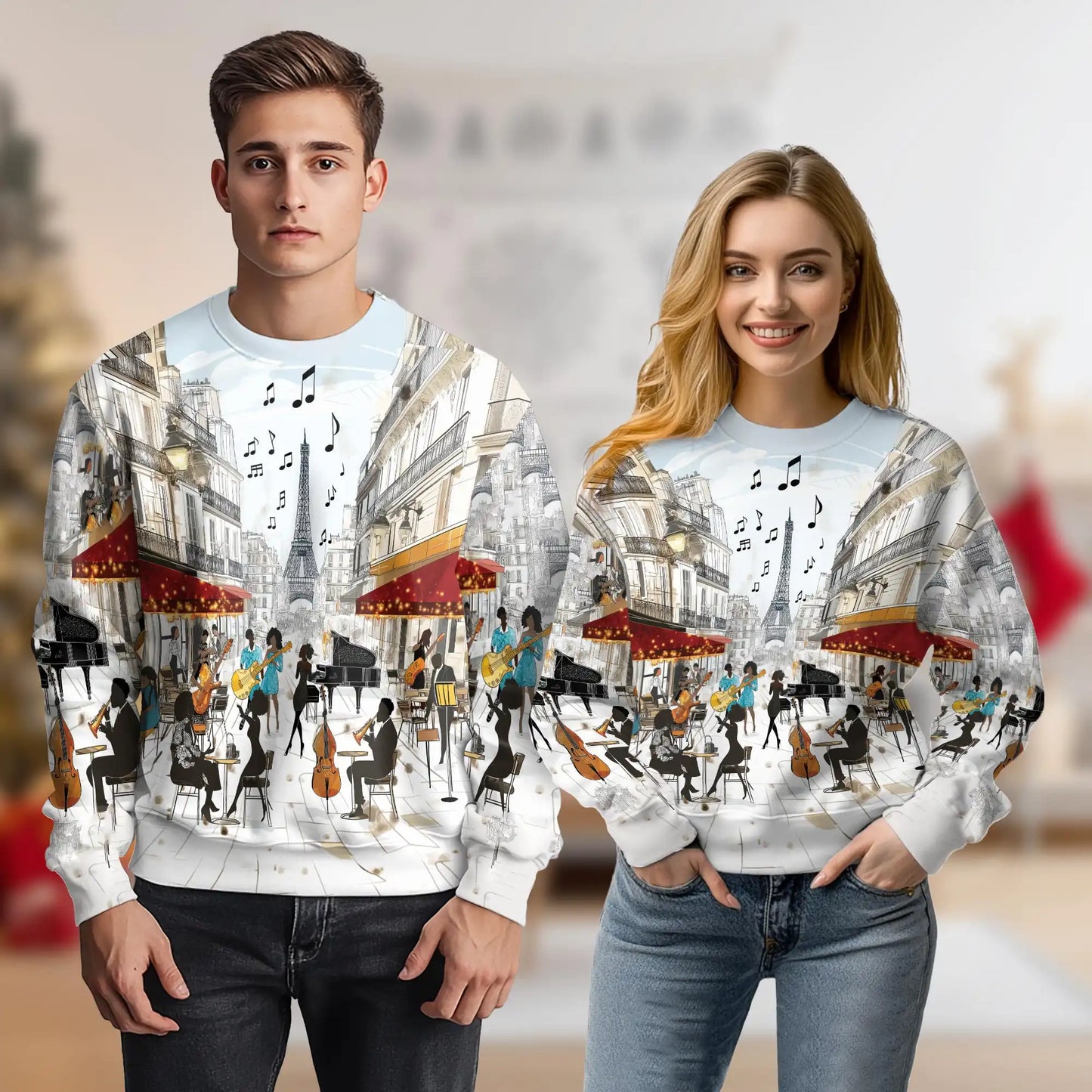 Jazz Music Sweatshirt – Colorful Graphic 3D All Over Print Design