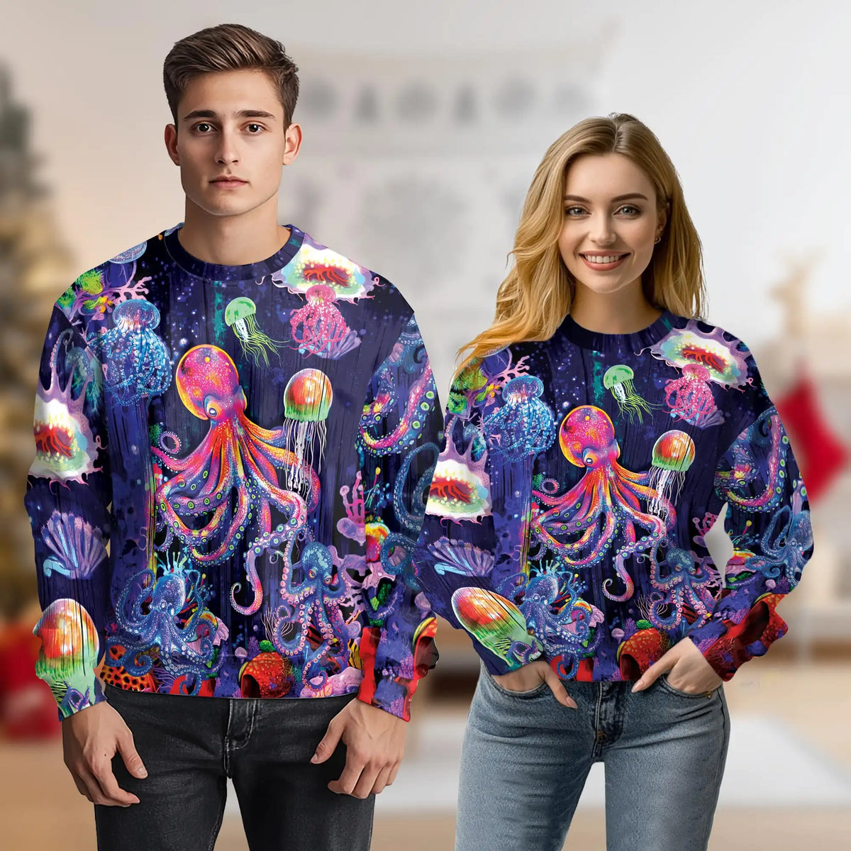 Colorful Seafood Octopus Sweatshirt – Colorful Graphic 3D All Over Print Design