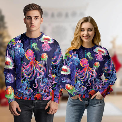 Colorful Seafood Octopus Sweatshirt – Colorful Graphic 3D All Over Print Design