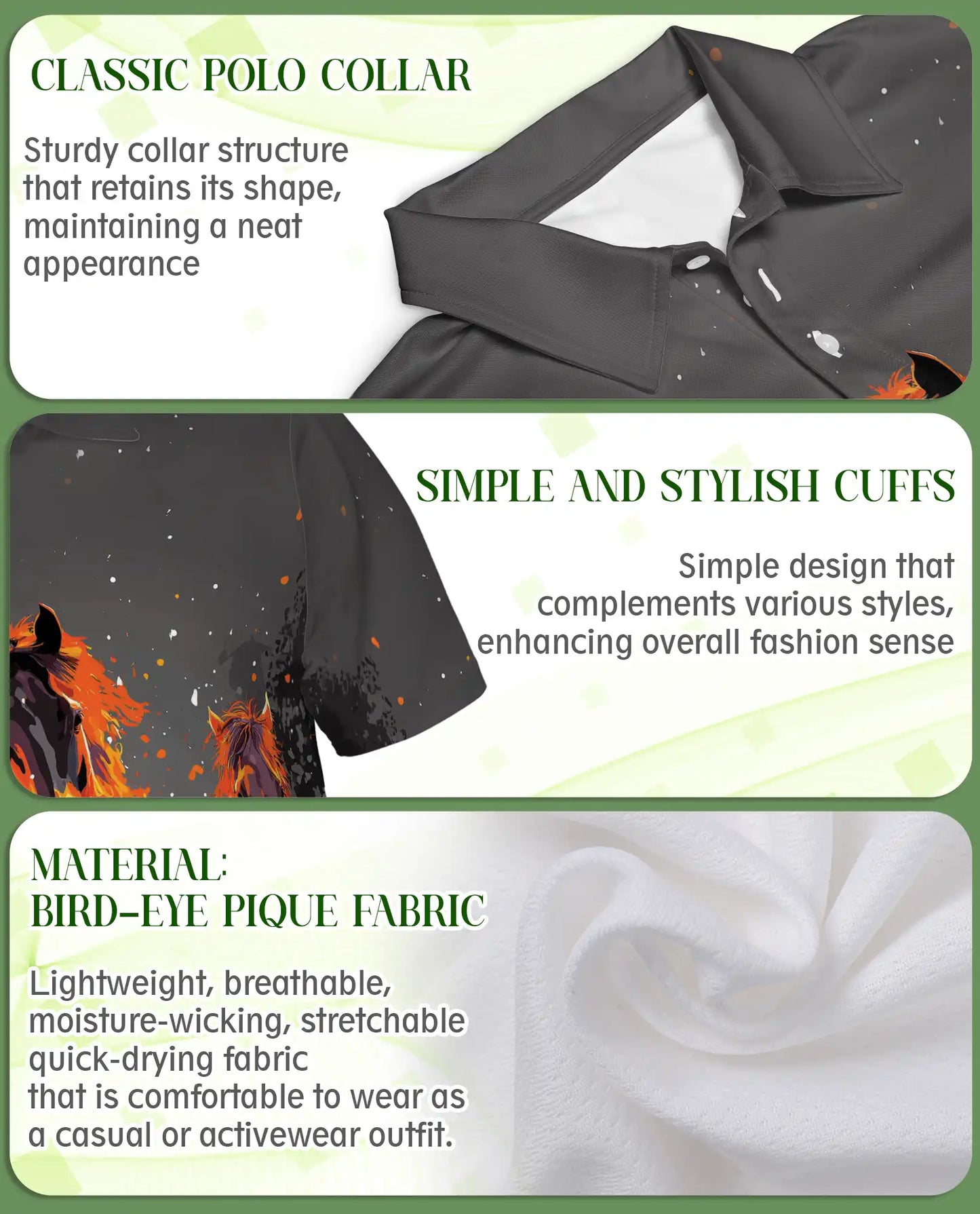 Running Horses Polo Shirt - Wild Stallion Western Style | Azhawaiian