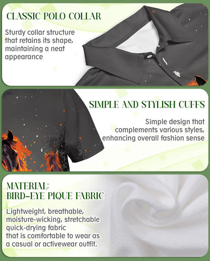 Running Horses Polo Shirt - Wild Stallion Western Style | Azhawaiian