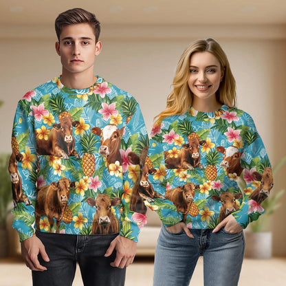 Red Angus Cattle Lovers Pineapple Sweatshirt – Tropical 3D All Over Print Design