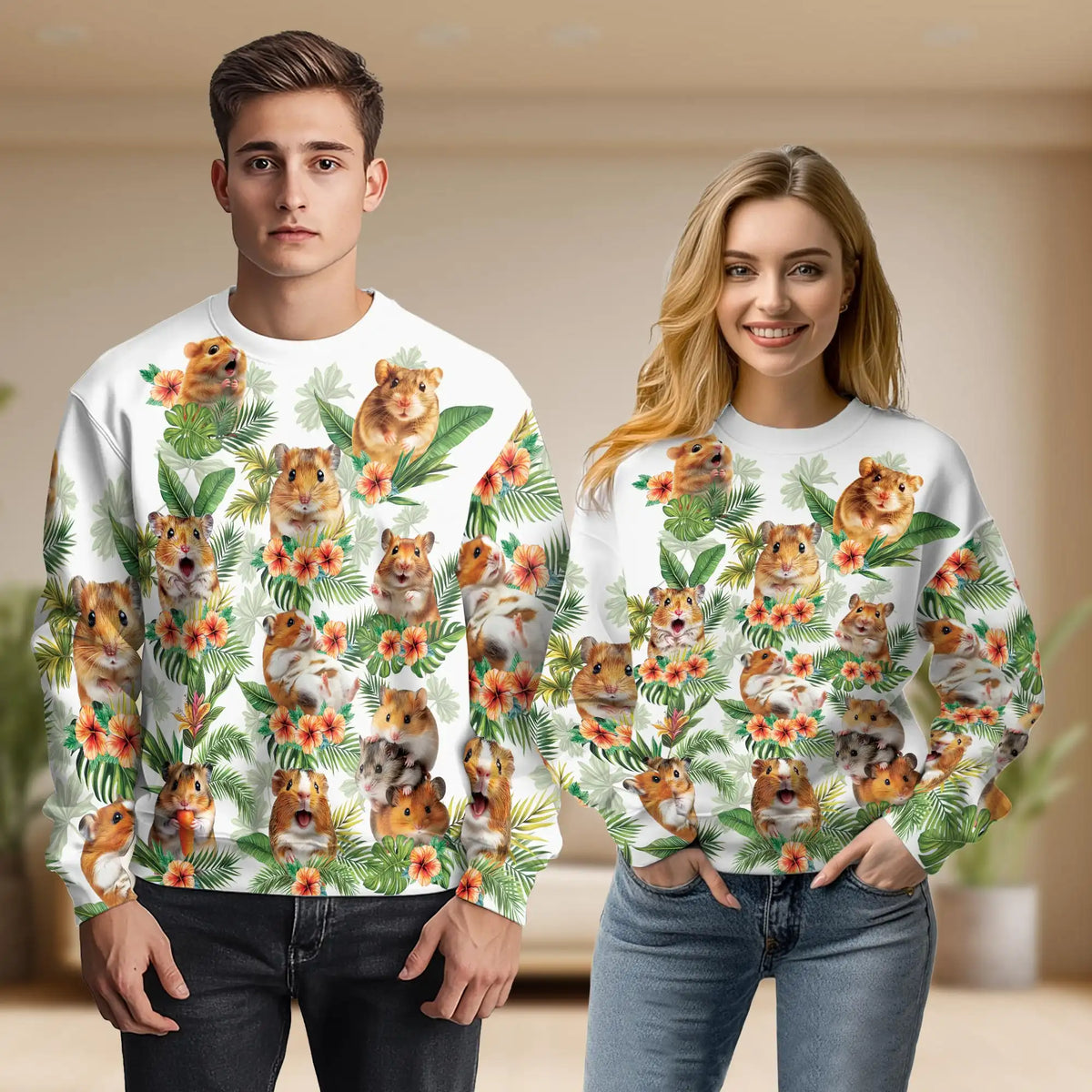 Hamsters Tropical Vintage Sweatshirt – Tropical Vintage 3D All Over Print Design