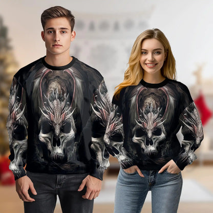Gothic Dragon Skull Sweatshirt – Colorful Graphic 3D All Over Print Design