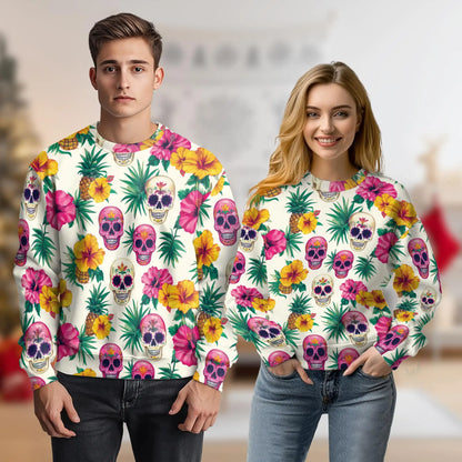 Sugar Skull Sweatshirt – Colorful Graphic 3D All Over Print Design