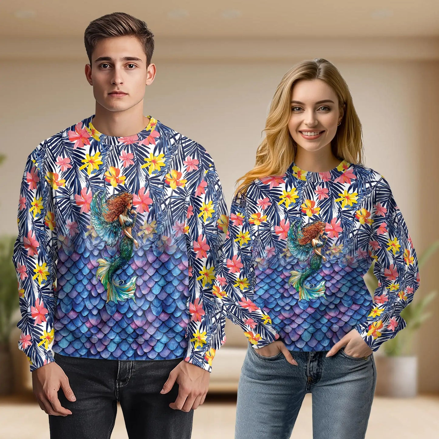 Mermaid Sweatshirt – Colorful Graphic 3D All Over Print Design