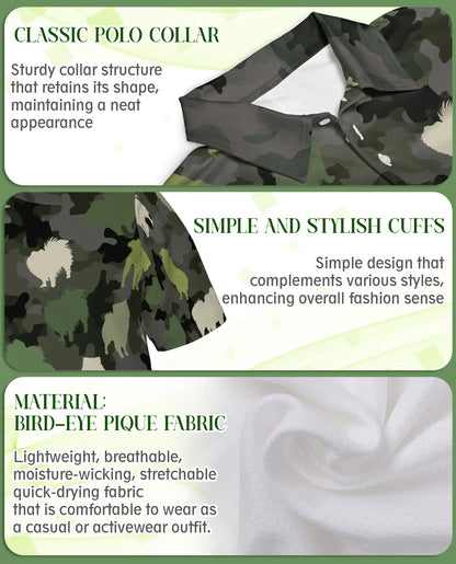 Buffalo Camouflage 3D Polo Shirt for Men, Rustic Wildlife Hunting Style | Azhawaiian
