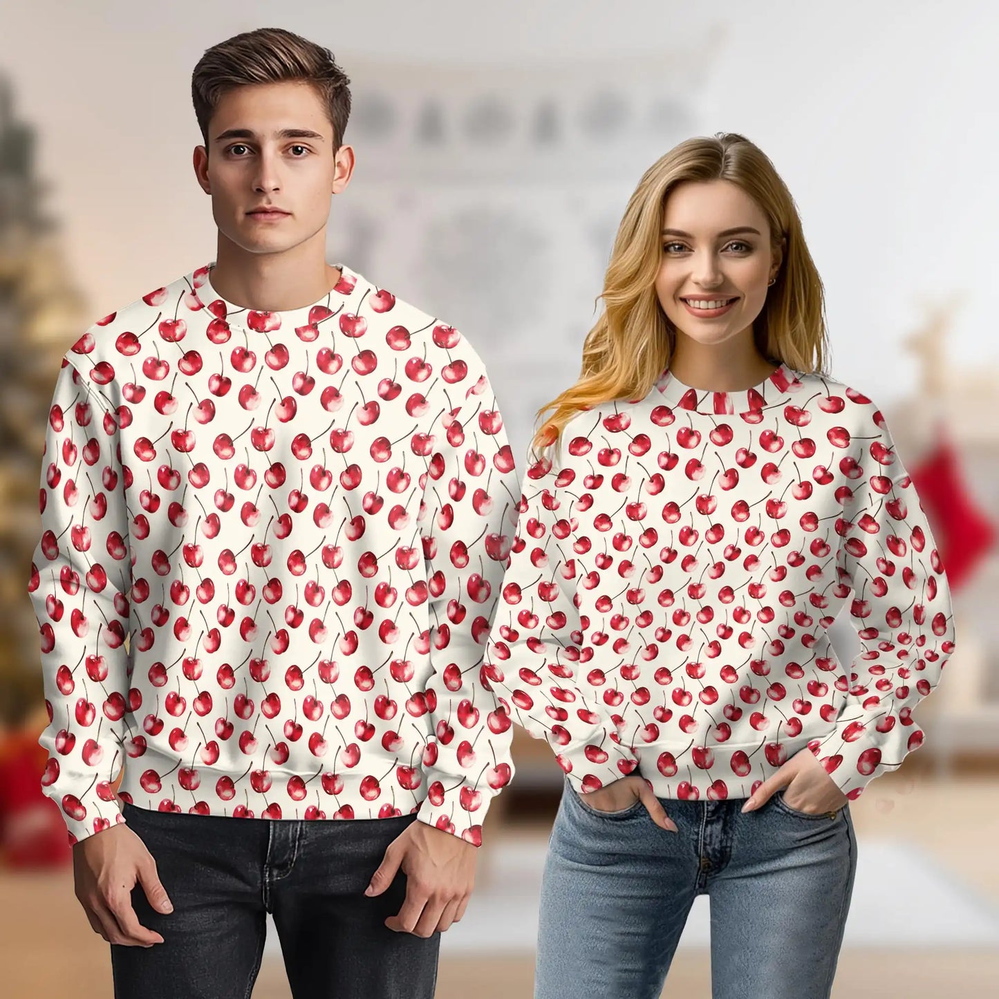 Cherry Pattern Sweatshirt – Colorful Graphic 3D All Over Print Design