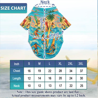 Jesus Surfing Matching Dog Owner Hawaiian Shirts, Funny Pet Aloha Shirt for Beach Vacation - Azhawaiian