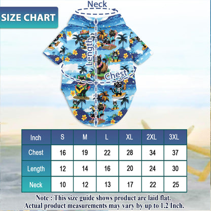 Black Cat Beach Matching Dog Owner Hawaiian Shirts, Funny Pet Aloha Shirt for Beach Vacation - Azhawaiian