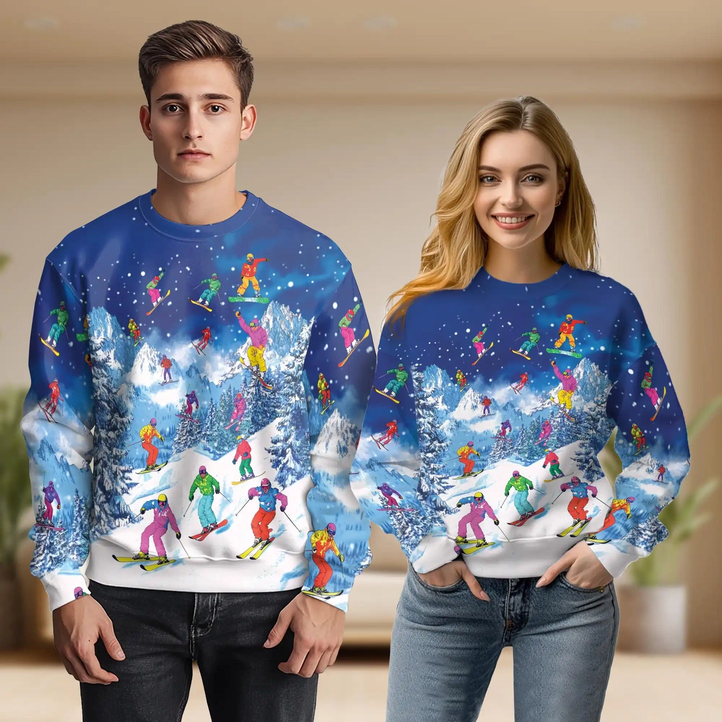 Go Skiing This Winter Sweatshirt – Colorful Graphic 3D All Over Print Design