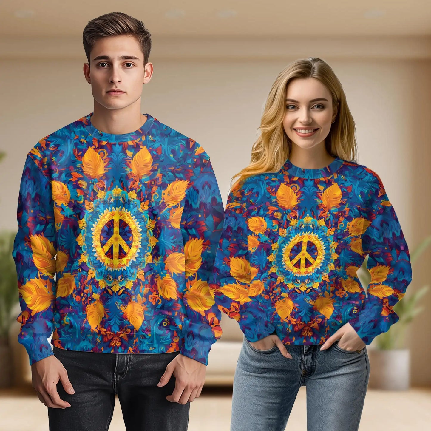 Hippie Peace Sweatshirt – Colorful Graphic 3D All Over Print Design