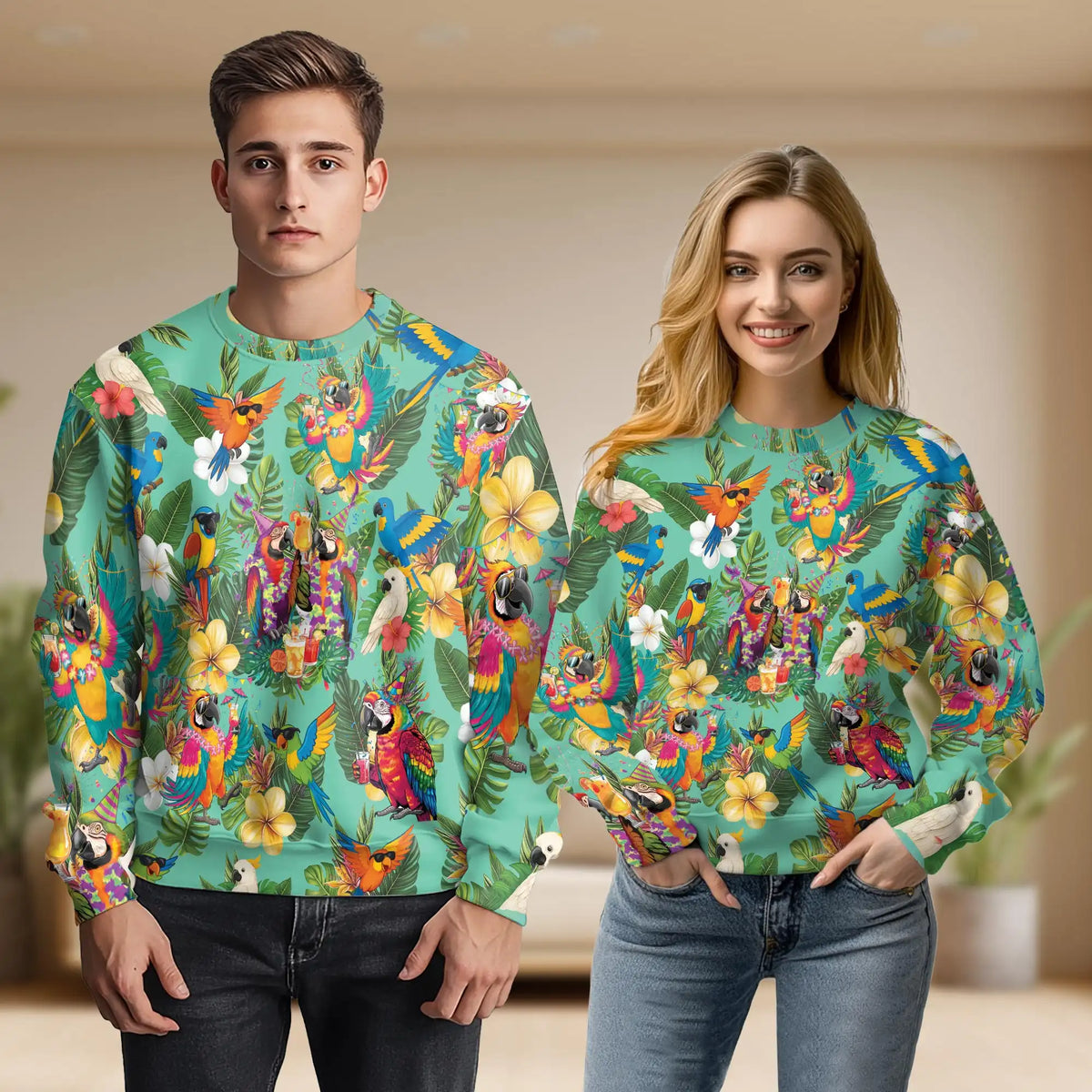 Party Parrot Tropical Sweatshirt – Tropical 3D All Over Print Design