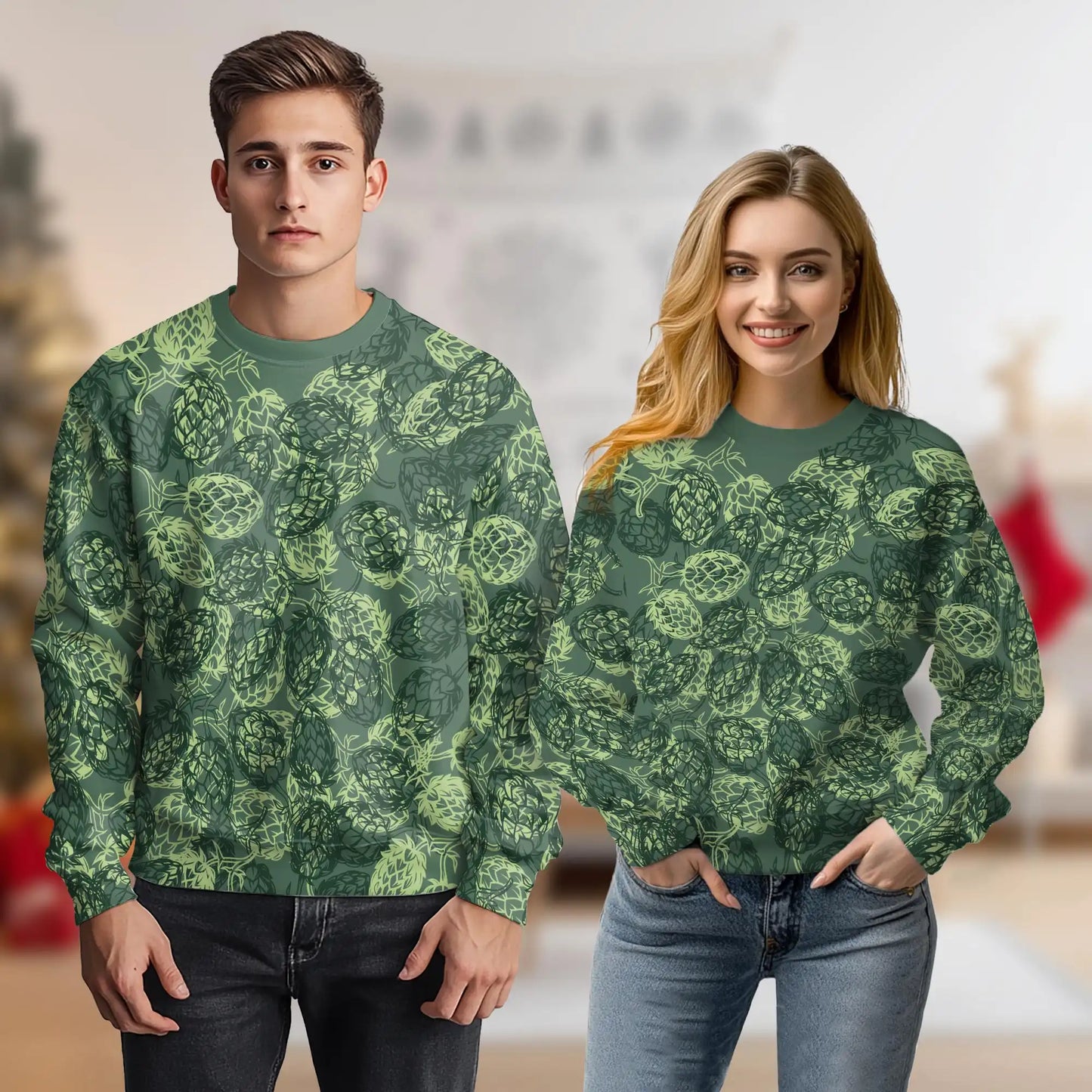 Beer Hops Pattern Sweatshirt – Colorful Graphic 3D All Over Print Design