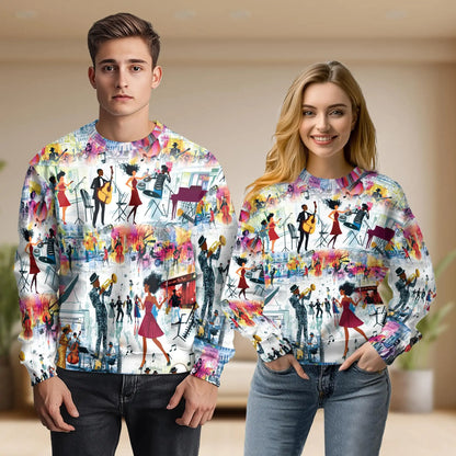 Vintage Jazz Art Sweatshirt – Vintage 3D All Over Print Design