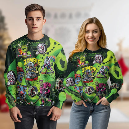 Zombie Hockey Sweatshirt – Colorful Graphic 3D All Over Print Design