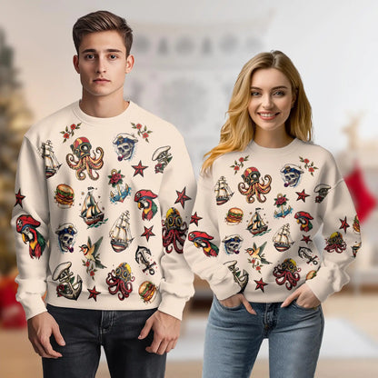Summer Tattoos Sweatshirt – Colorful Graphic 3D All Over Print Design
