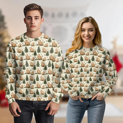 Cute Capybara Forest Pattern Sweatshirt – Colorful Graphic 3D All Over Print Design