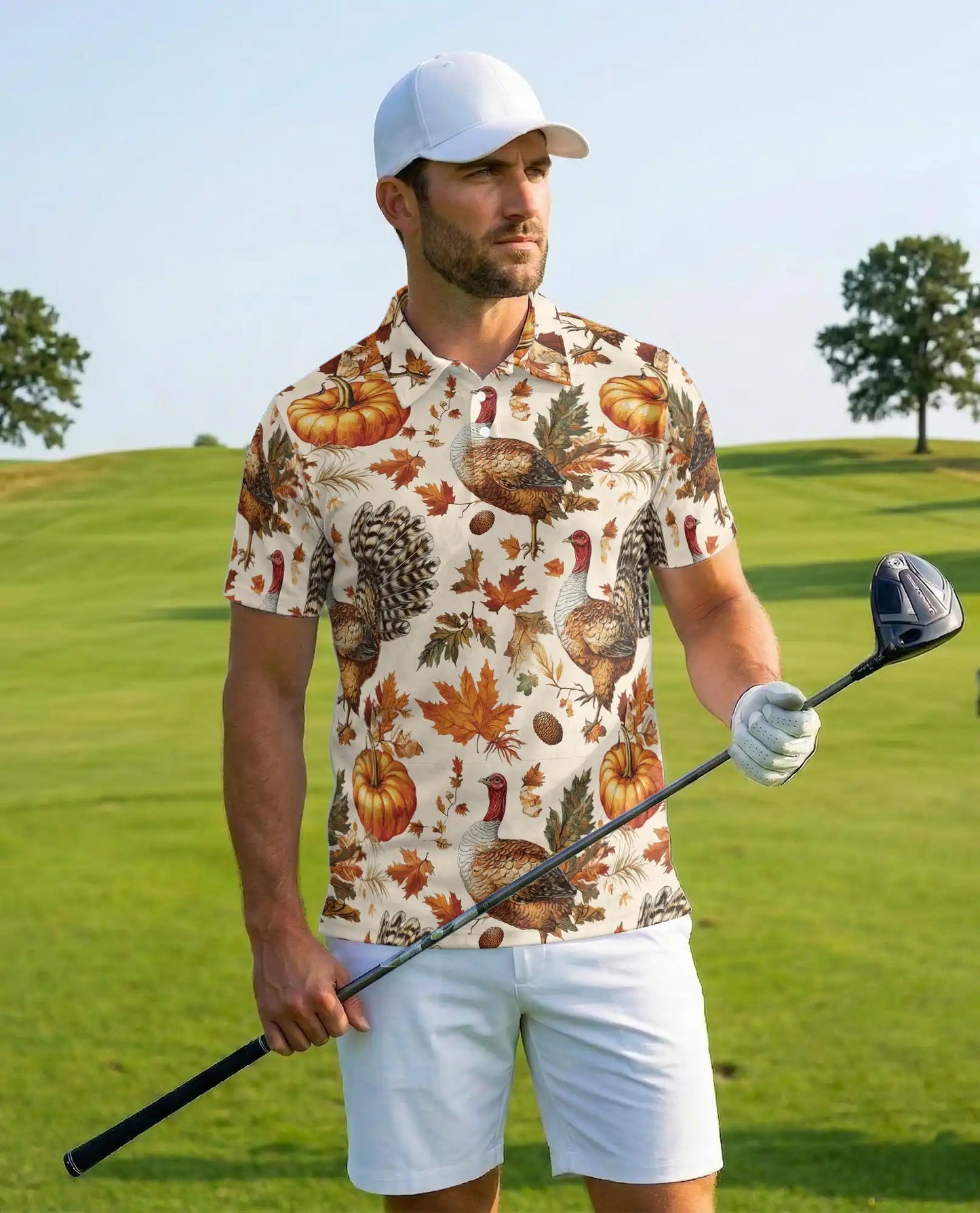 Thanksgiving Turkey Polo Shirt, Fall Pumpkin Harvest Print | Azhawaiian  URL