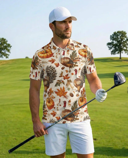 Thanksgiving Turkey Polo Shirt, Fall Pumpkin Harvest Print | Azhawaiian  URL