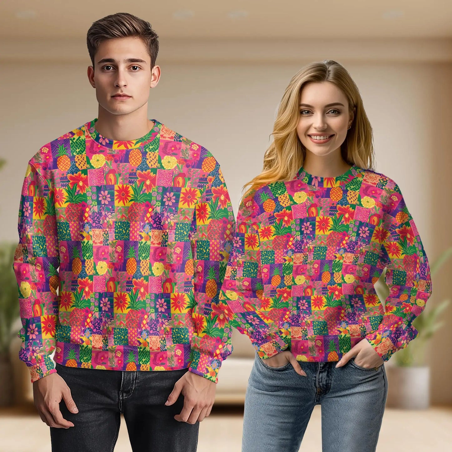 Pineapple Colorful Sweatshirt – Tropical 3D All Over Print Design