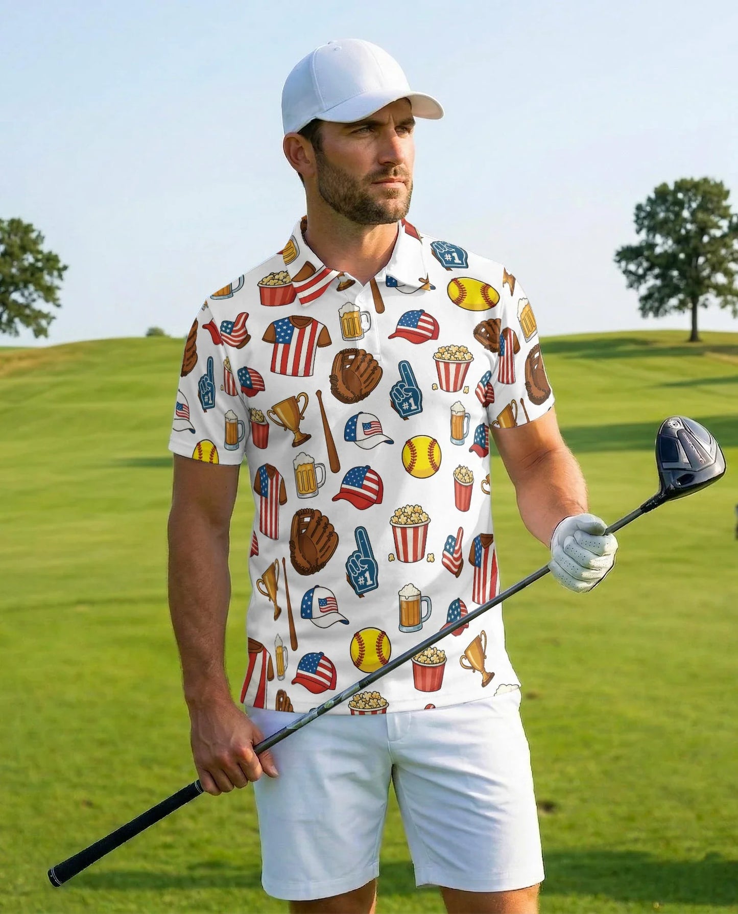 Softball USA Polo Shirt for Men, American Sports Style | Azhawaiian