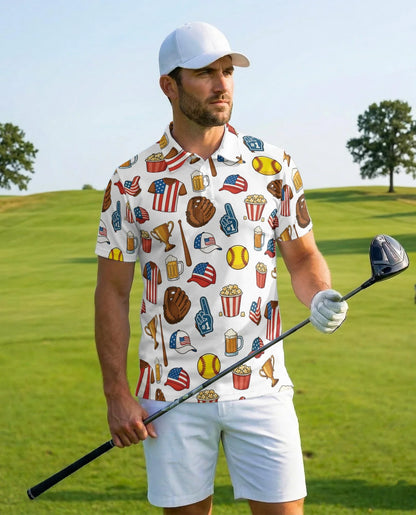 Softball USA Polo Shirt for Men, American Sports Style | Azhawaiian