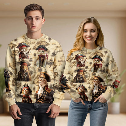 Cat Pirate Sweatshirt – Colorful Graphic 3D All Over Print Design