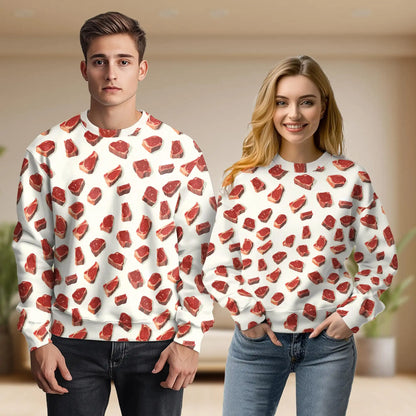 Steak Pattern Sweatshirt – Colorful Graphic 3D All Over Print Design