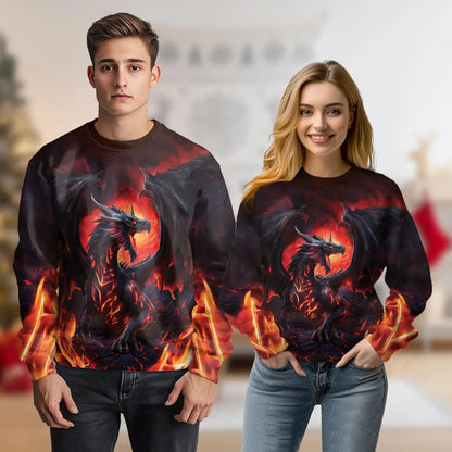 Mythical Dragon Sweatshirt – Colorful Graphic 3D All Over Print Design