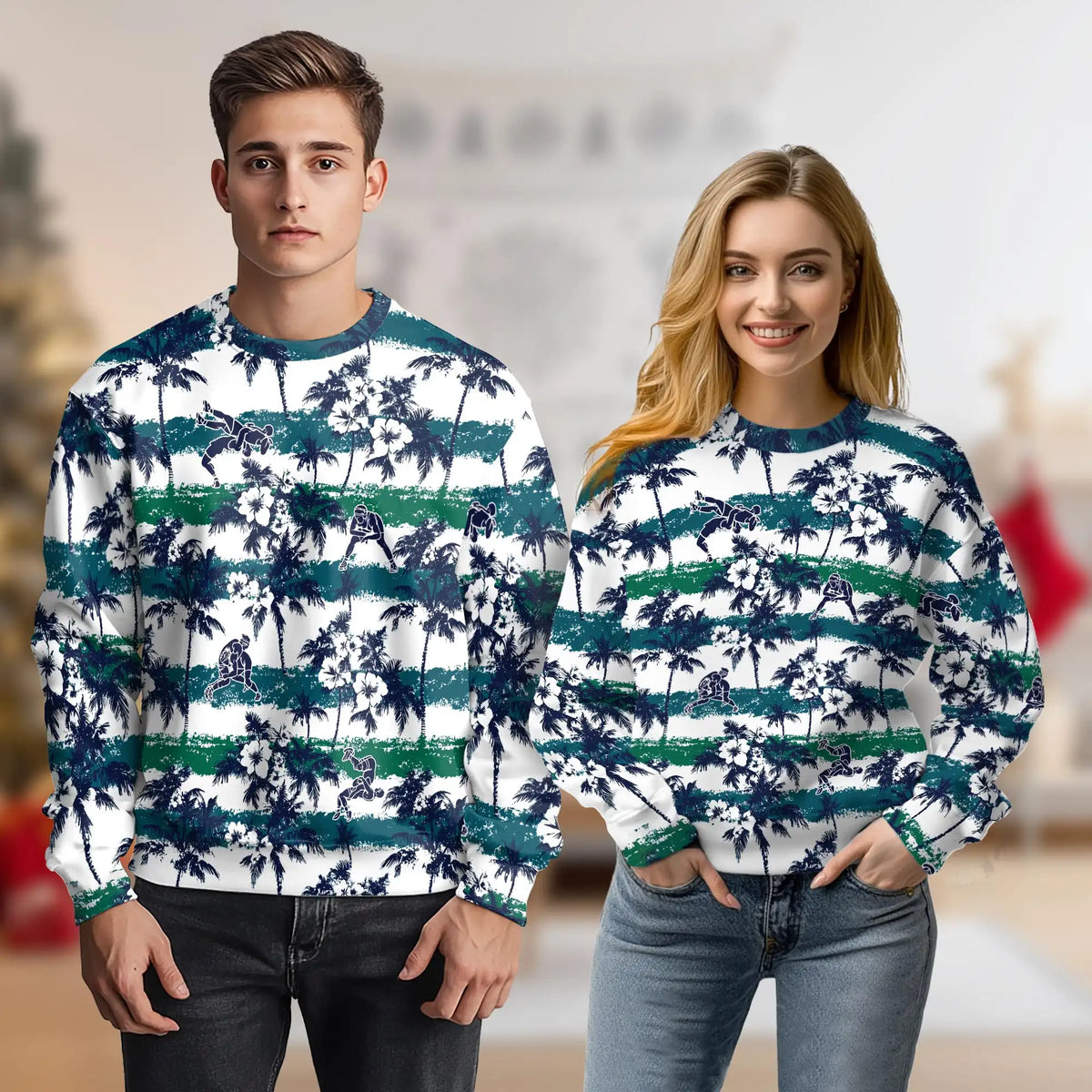 Wrestling Palm Tree Sweatshirt – Tropical 3D All Over Print Design