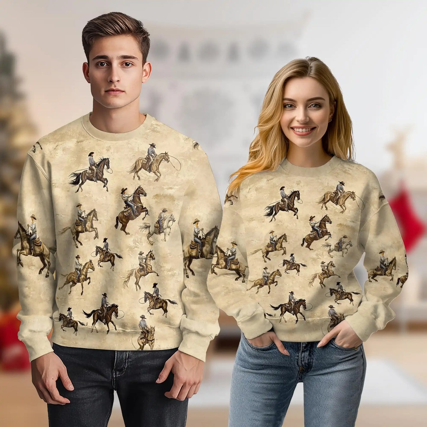 Brown Horse Rodeo Sweatshirt – Colorful Graphic 3D All Over Print Design