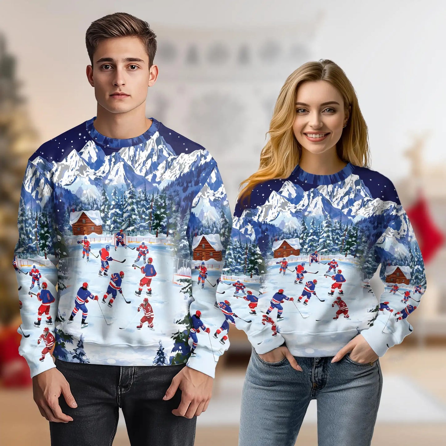 Ice Hockey Sweatshirt – Colorful Graphic 3D All Over Print Design
