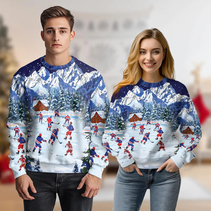 Ice Hockey Sweatshirt – Colorful Graphic 3D All Over Print Design