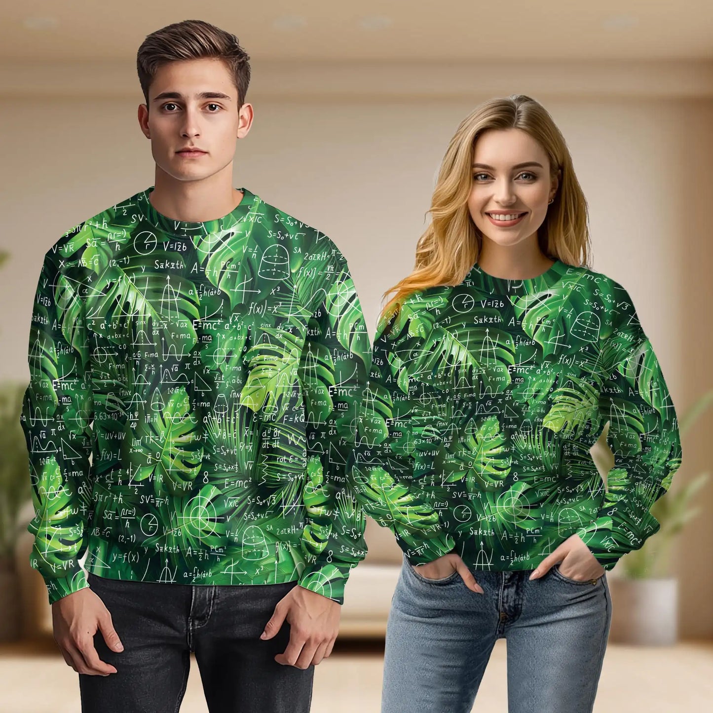 Math Formulas Tropical Leaves Sweatshirt – Tropical 3D All Over Print Design